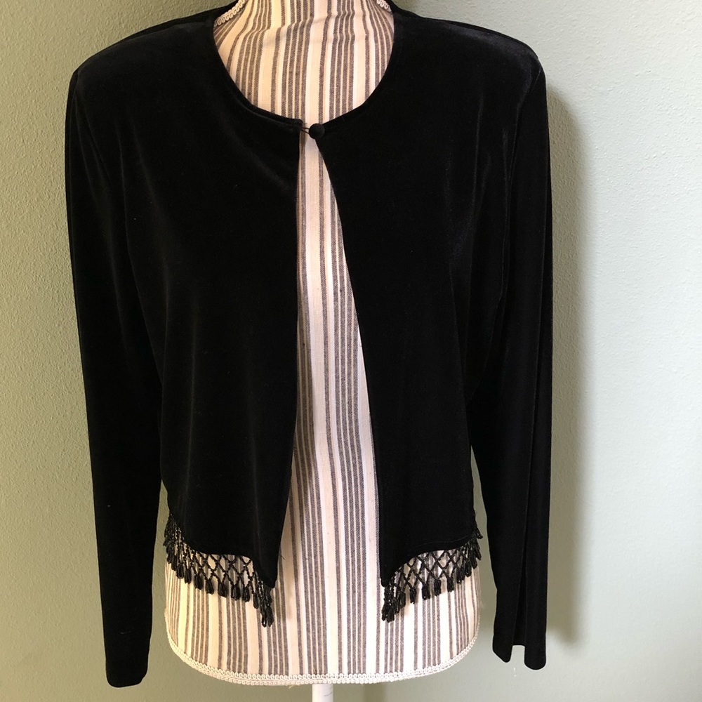 Lawrence Kurtz, Black Velvet Dress Jacket - Large